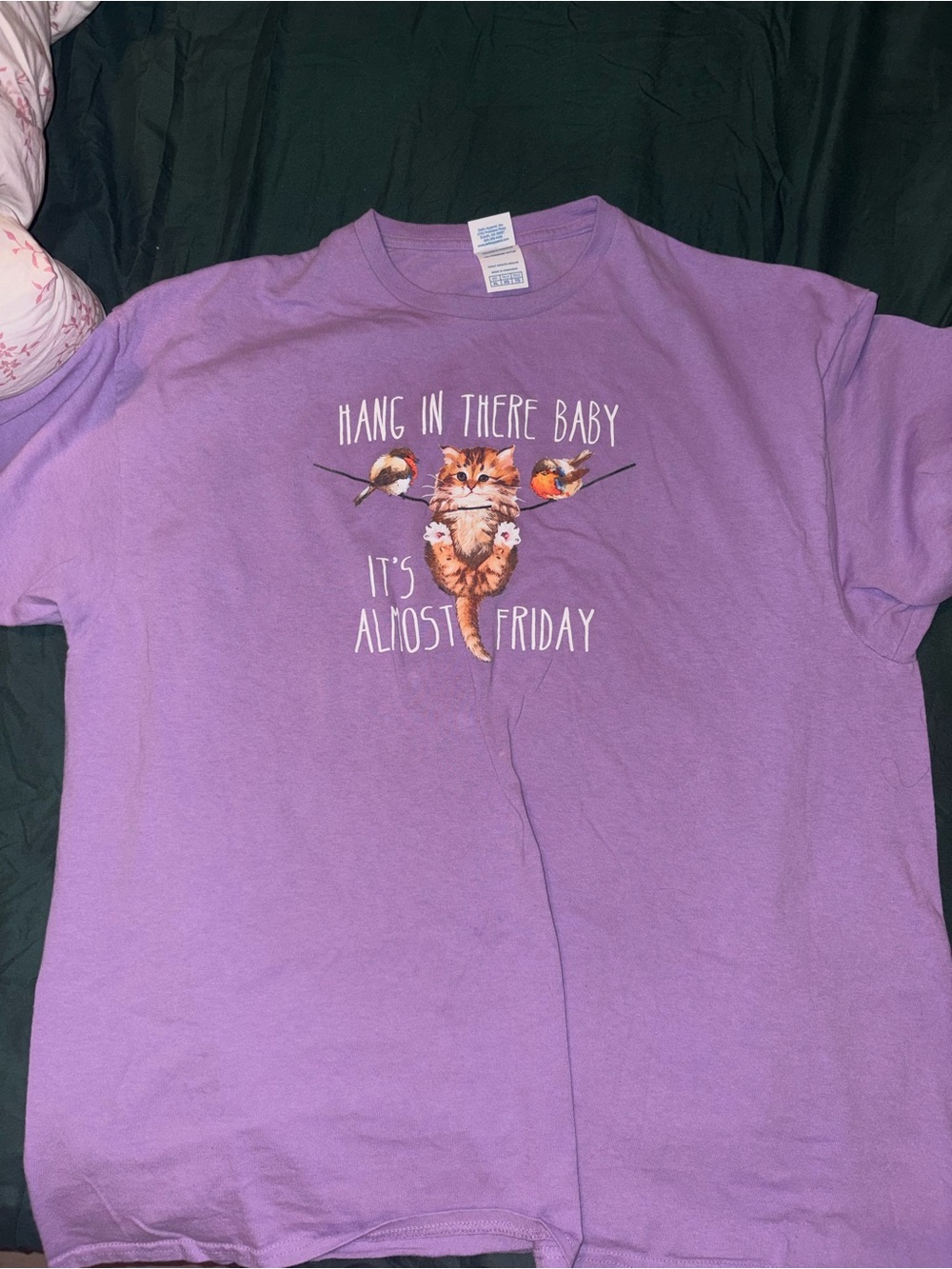 Delta Kids Purple Tee with Kitten Graphic - 'Hang In There'